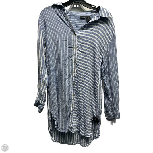 Top Long Sleeve By Tahari By Arthur Levine In Blue & White, Size: S