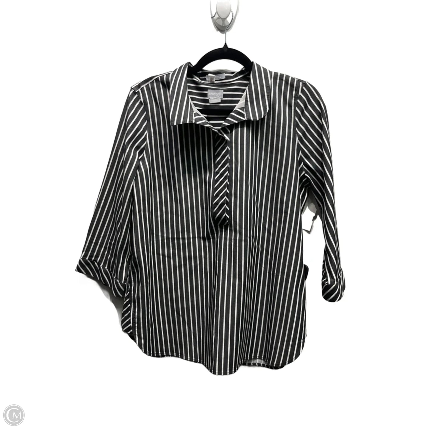 Top Long Sleeve By Chicos In Black & White, Size: 4