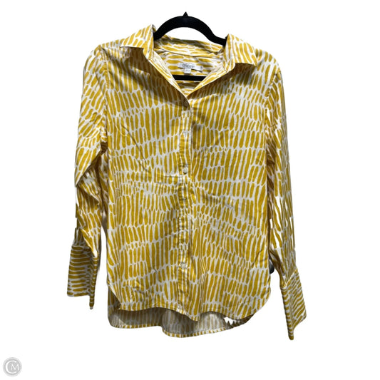 Top Long Sleeve By Chicos In White & Yellow, Size: 6