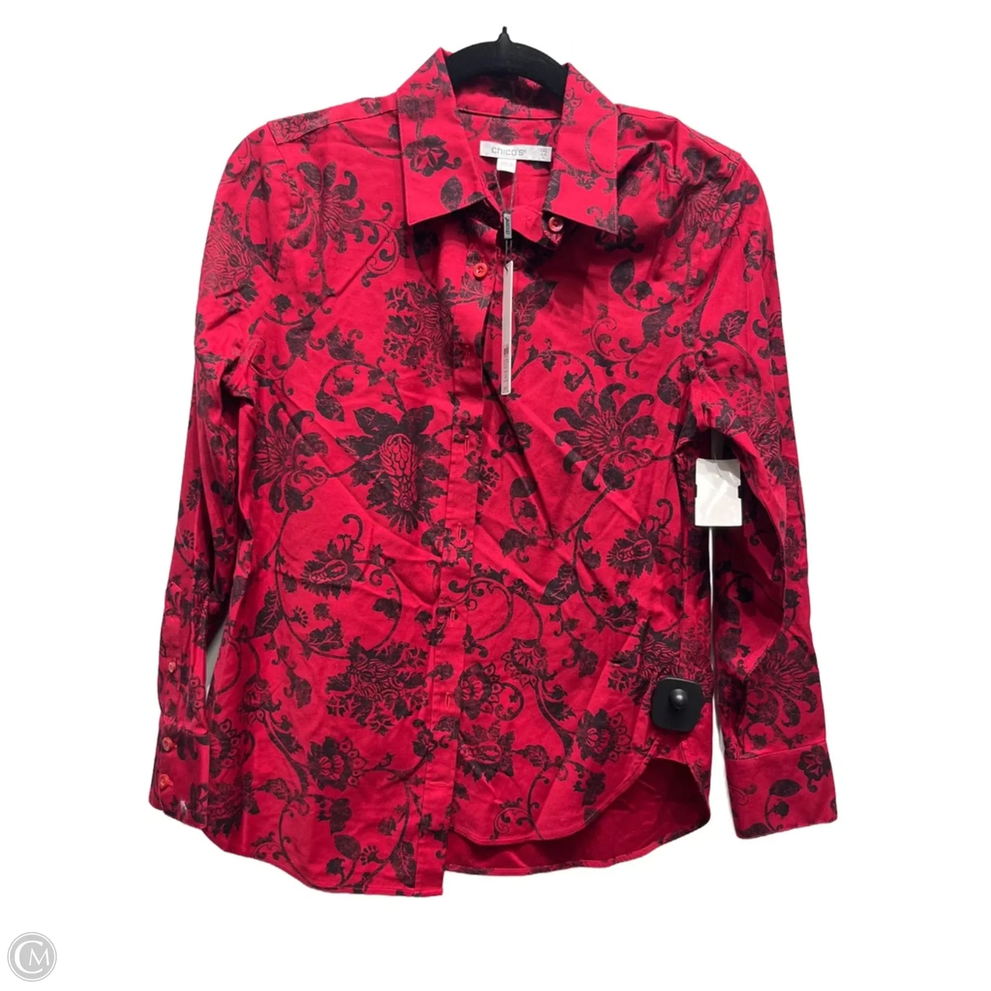 Top Long Sleeve By Chicos In Black & Red, Size: 2