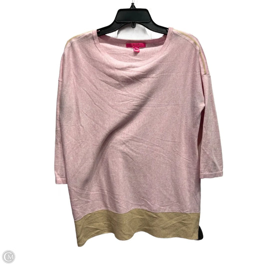Top Long Sleeve Designer By Lilly Pulitzer In Pink & Tan, Size: L