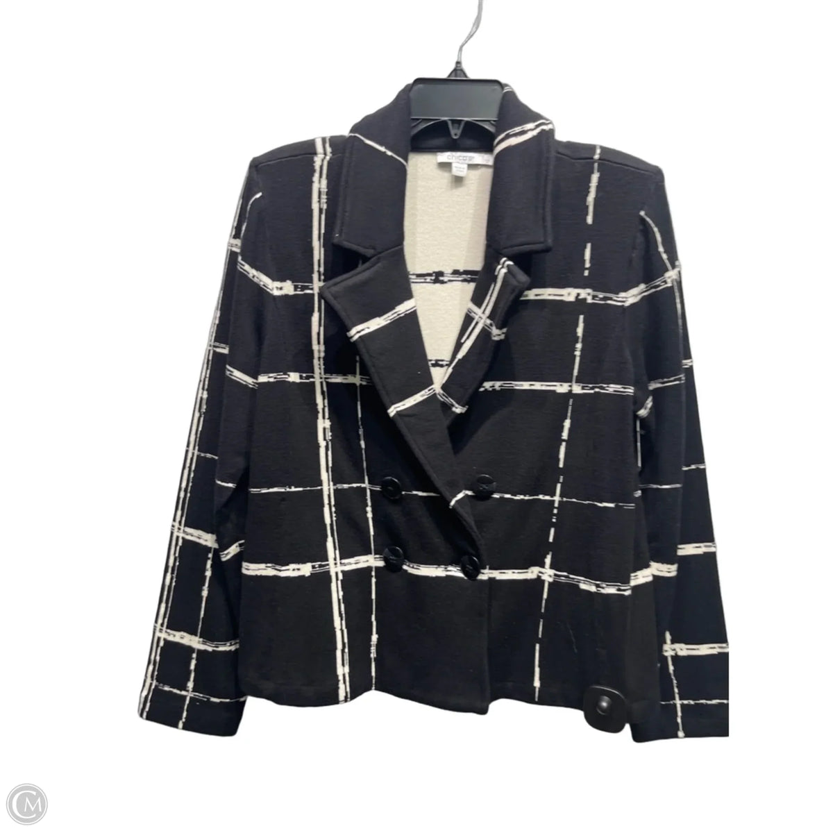 Blazer By Chicos In Black & White, Size: M