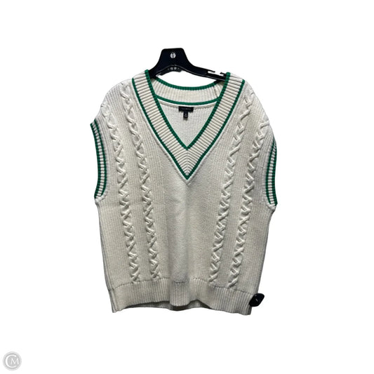 Vest Sweater By Talbots In Cream & Green, Size: M
