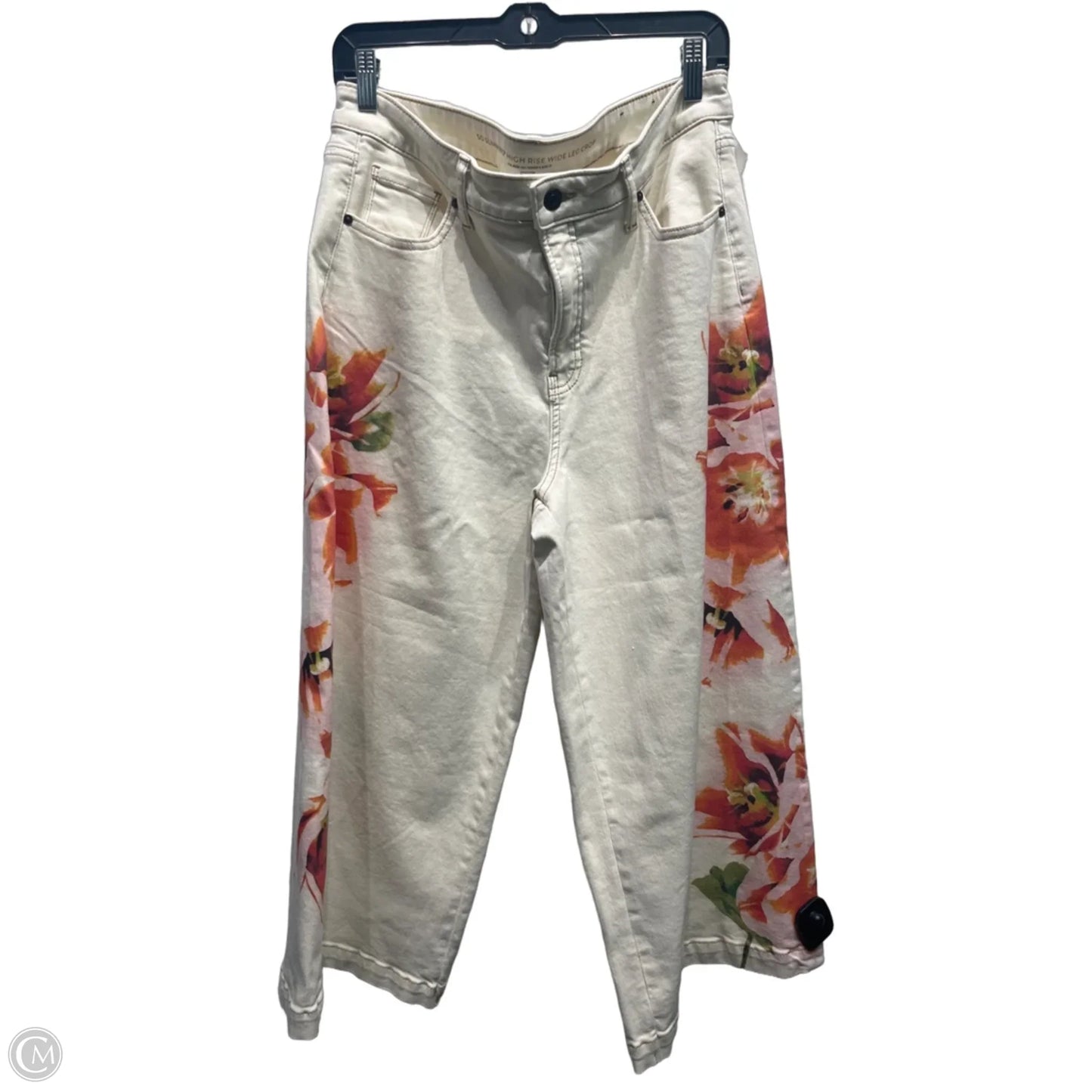 Jeans Wide Leg By Chicos In Cream & Orange, Size: 12p