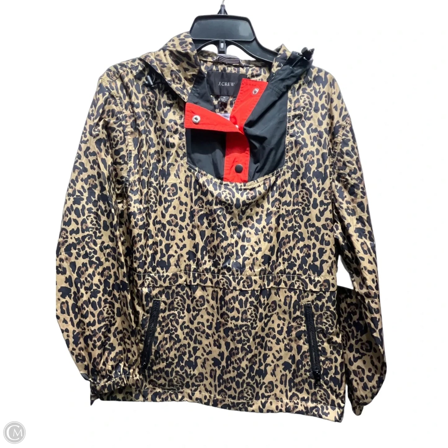 Jacket Windbreaker By J. Crew In Black & Brown, Size: M