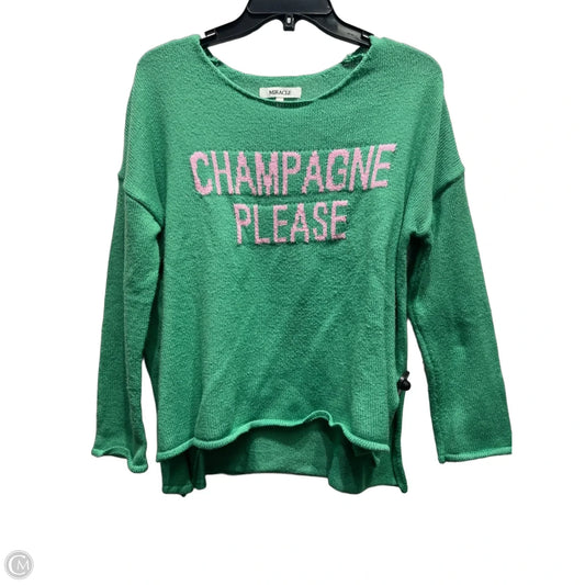 Sweater By Miracle In Green & Pink, Size: S