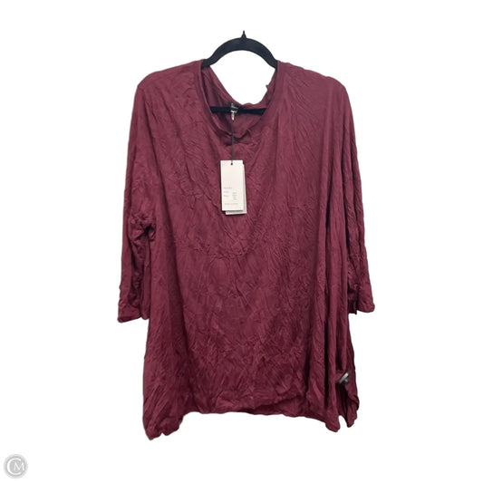 Top 3/4 Sleeve By Shana In Maroon, Size: 2x
