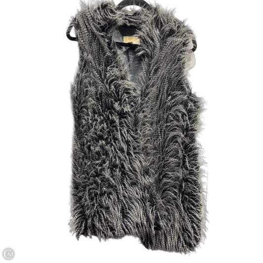 Vest Faux Fur & Sherpa By Michael By Michael Kors In Black & Grey, Size: M