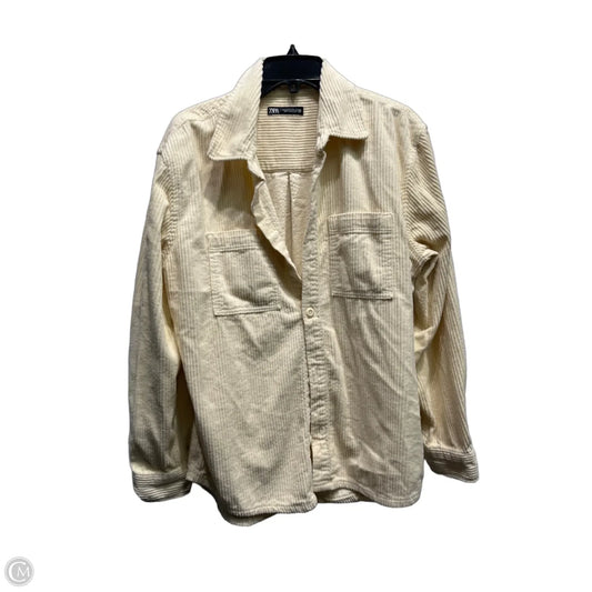 Jacket Shirt By Zara In Cream, Size: M