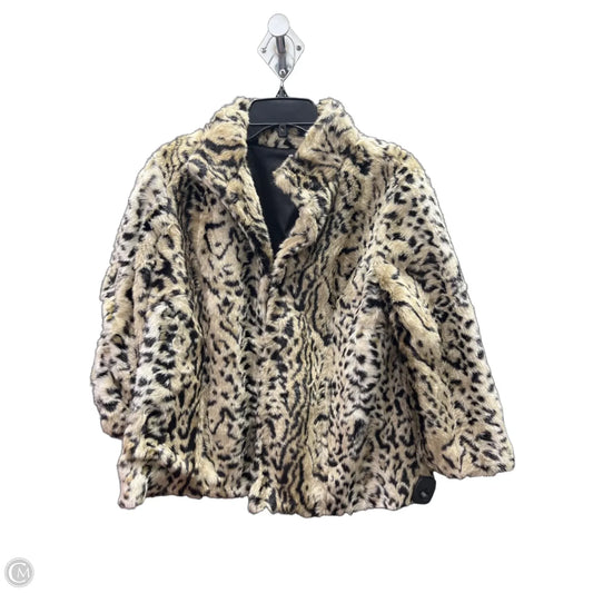 Jacket Faux Fur & Sherpa By Chicos In Black & Cream, Size: M
