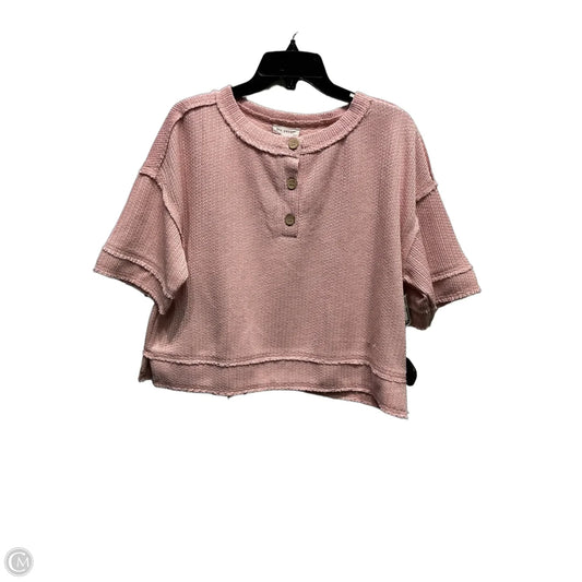 Top Short Sleeve By Blu Pepper In Pink, Size: L