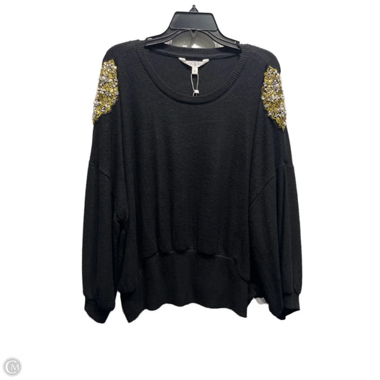 Top Long Sleeve By KISS & FLY  In Black & Gold, Size: Xl