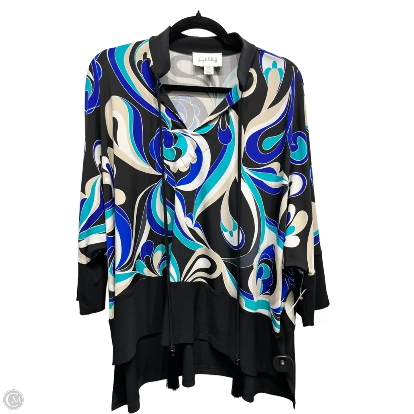 Top Short Sleeve By Joseph Ribkoff In Black & Blue, Size: M