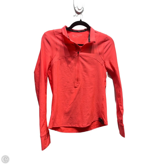 Athletic Top Long Sleeve Collar By Under Armour In Orange, Size: Xs