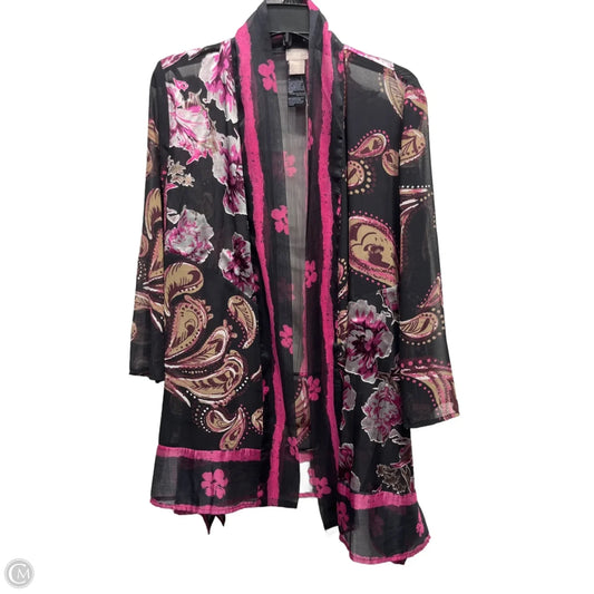 Cardigan By Chicos In Black & Purple, Size: 8