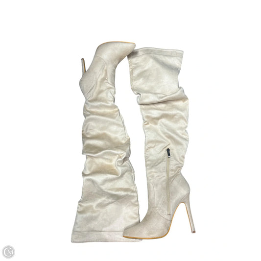 Boots Over-the-knee Heels By Shein In Beige, Size: 9