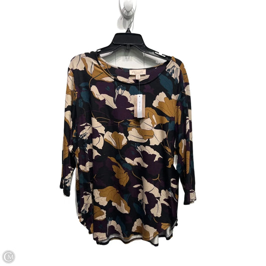 Top 3/4 Sleeve By Philosophy In Purple & Tan, Size: 2x