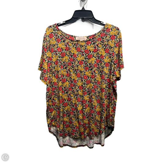 Top Short Sleeve By Philosophy In Black & Red, Size: 1x