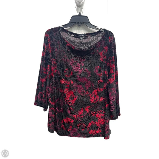 Top Long Sleeve By Roz And Ali In Black & Red, Size: 2x