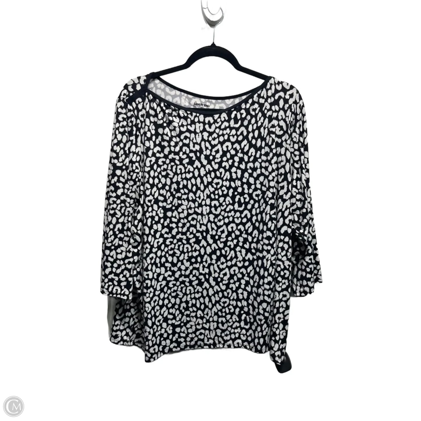 Top 3/4 Sleeve By Lands End In Black & White, Size: 2x