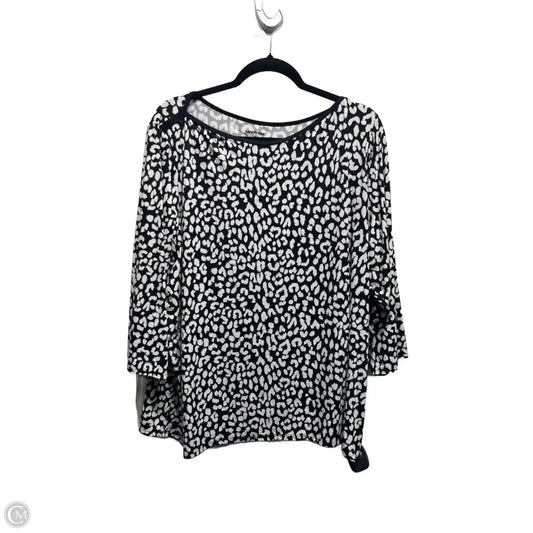 Top 3/4 Sleeve By Lands End In Black & White, Size: 2x