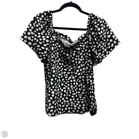 Top Short Sleeve By Ann Taylor In Black & White, Size: M