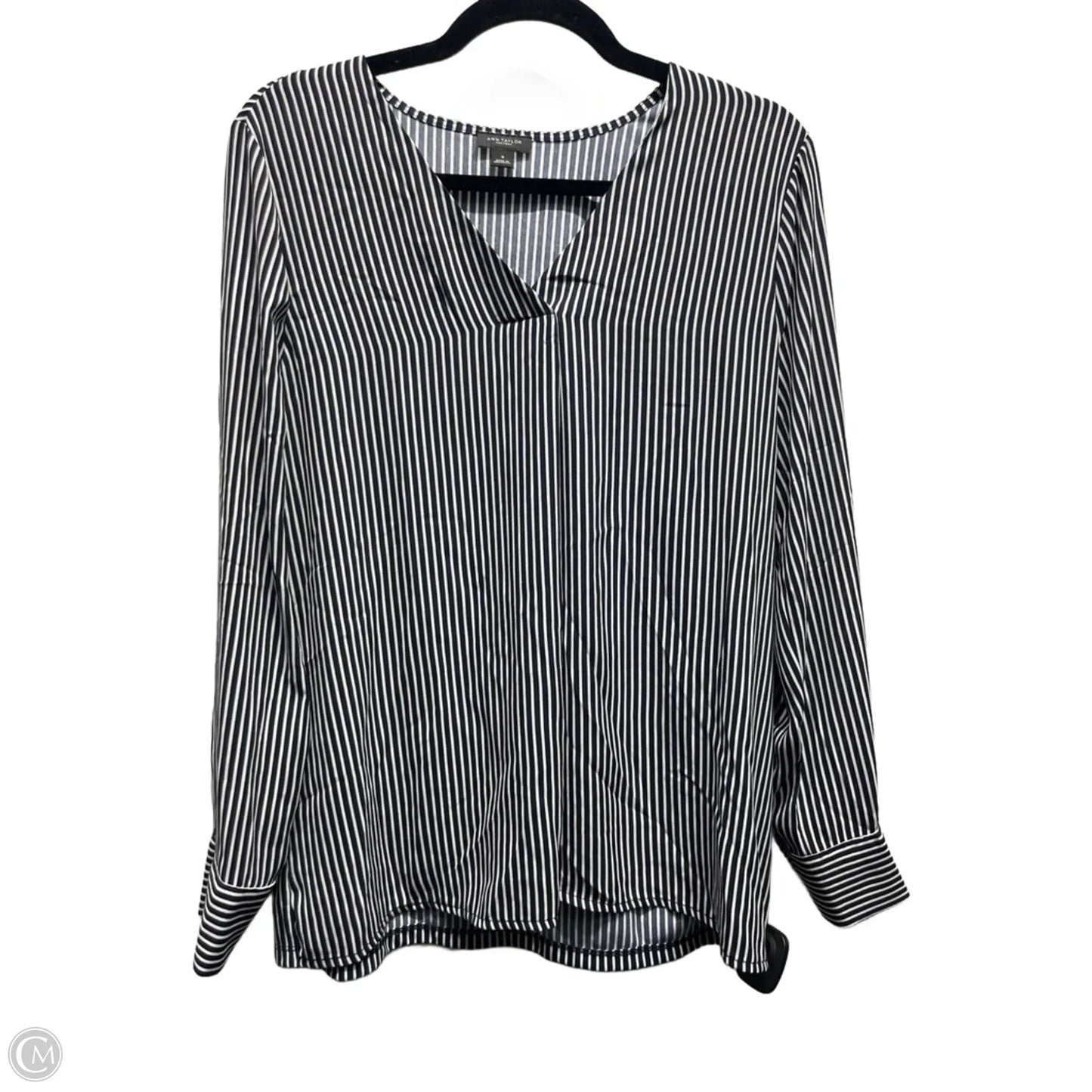 Top Long Sleeve By Ann Taylor In Black & White, Size: M