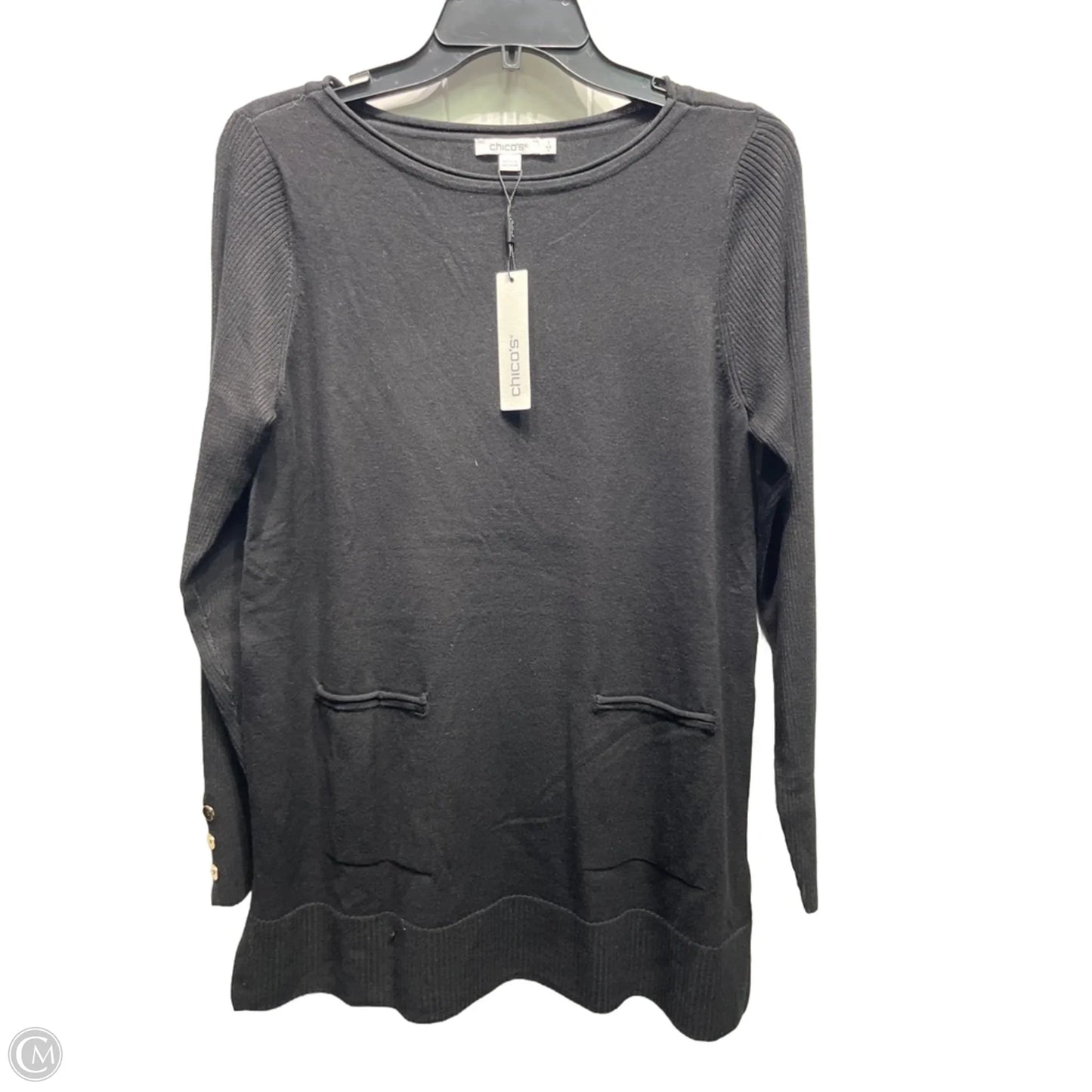 Top Long Sleeve By Chicos In Black, Size: M