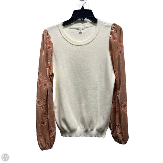 Top Long Sleeve By Cato In Cream & Orange, Size: M