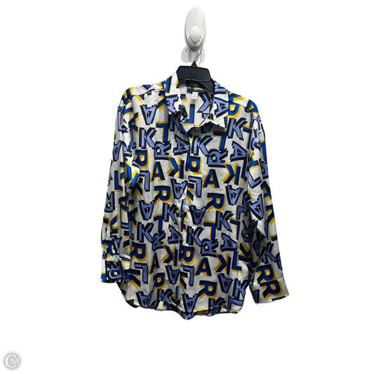 Top Long Sleeve Designer By Karl Lagerfeld In Blue & Yellow, Size: M
