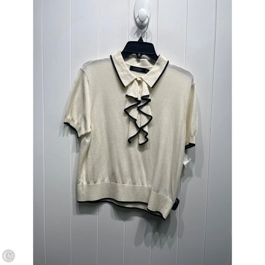 Top Short Sleeve By Lauren By Ralph Lauren In Black & Cream, Size: Xl
