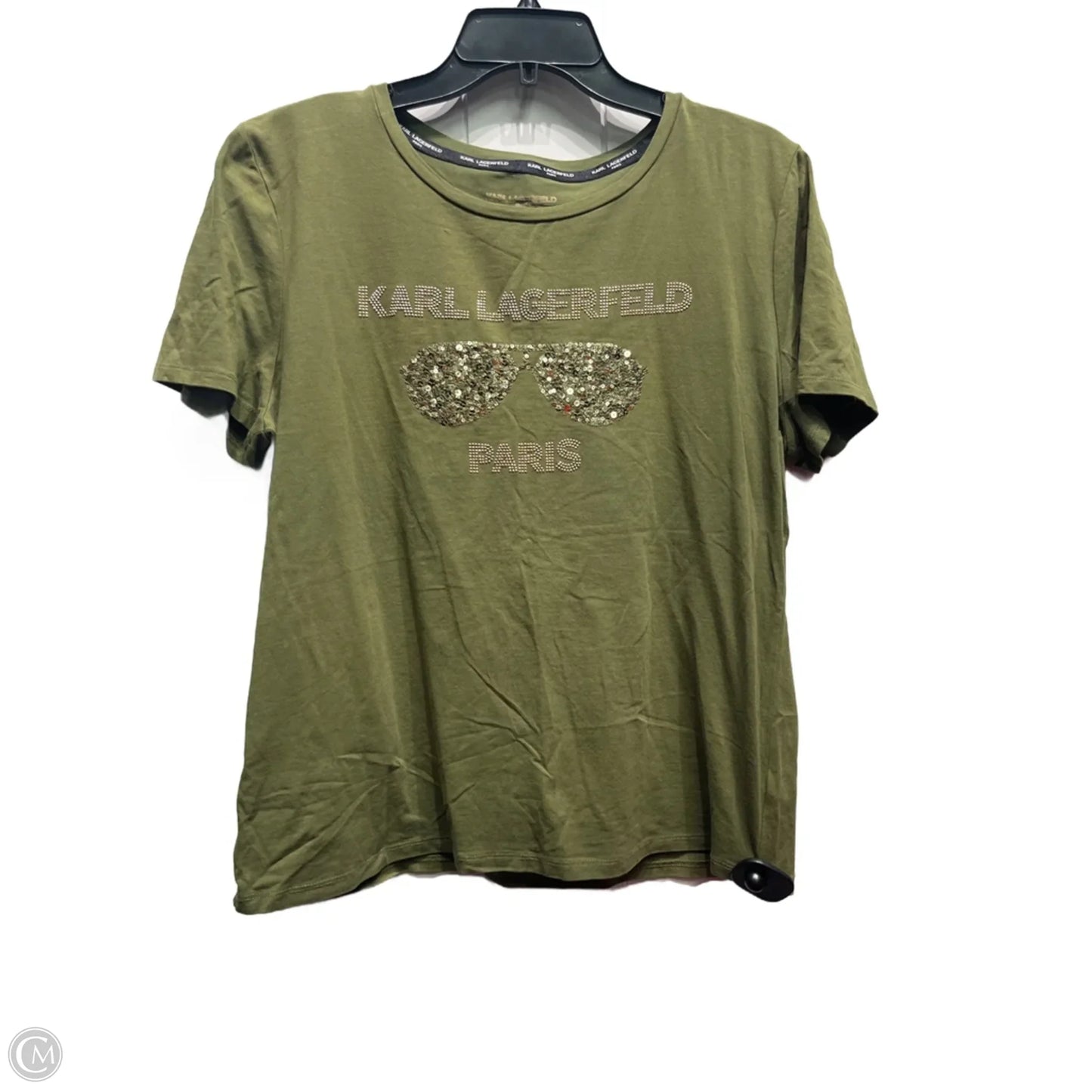 Top Short Sleeve Designer By Karl Lagerfeld In Green, Size: L