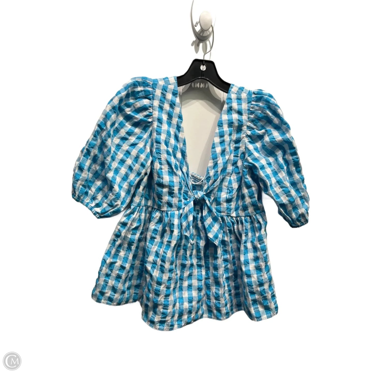 Top Short Sleeve Designer By Lilly Pulitzer In Blue & White, Size: 8