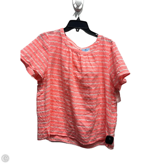 Top Short Sleeve By Cece In Pink & White, Size: Xl