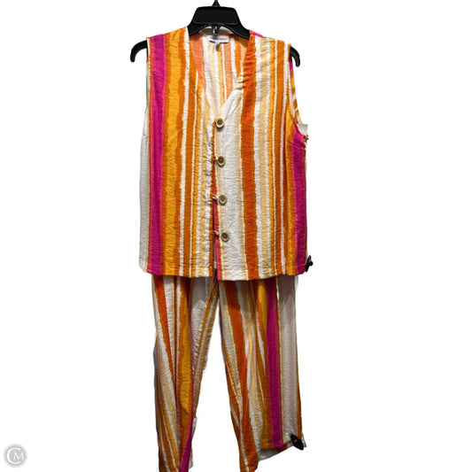 Pants Set 2pc By RUNWAY READY In Orange & Pink, Size: L