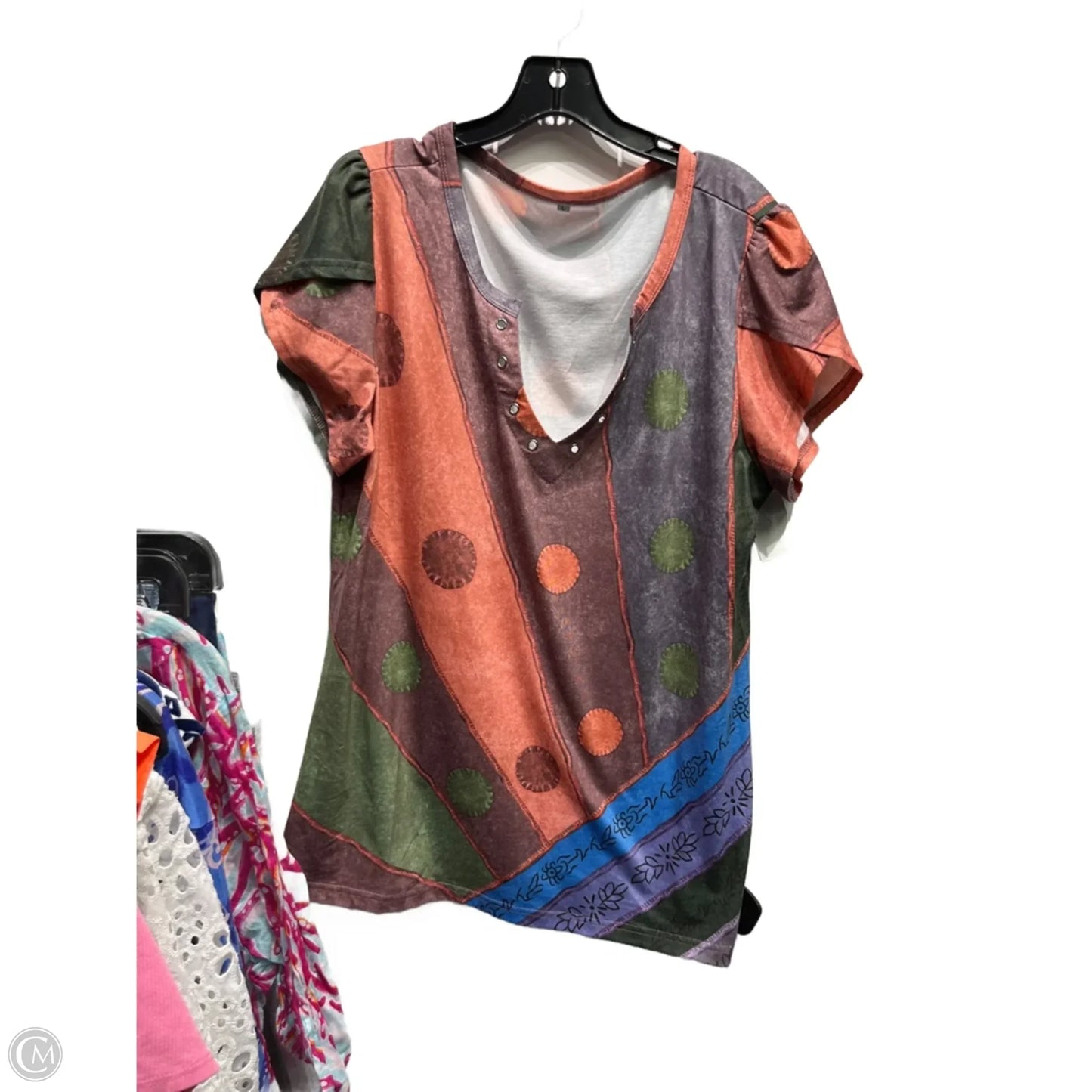 Top Short Sleeve By Clothes Mentor In Green & Orange, Size: L