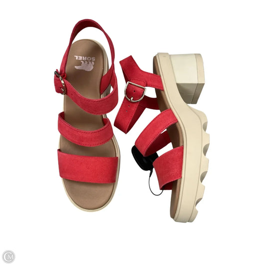 Sandals Heels Block By Sorel In Red, Size: 8