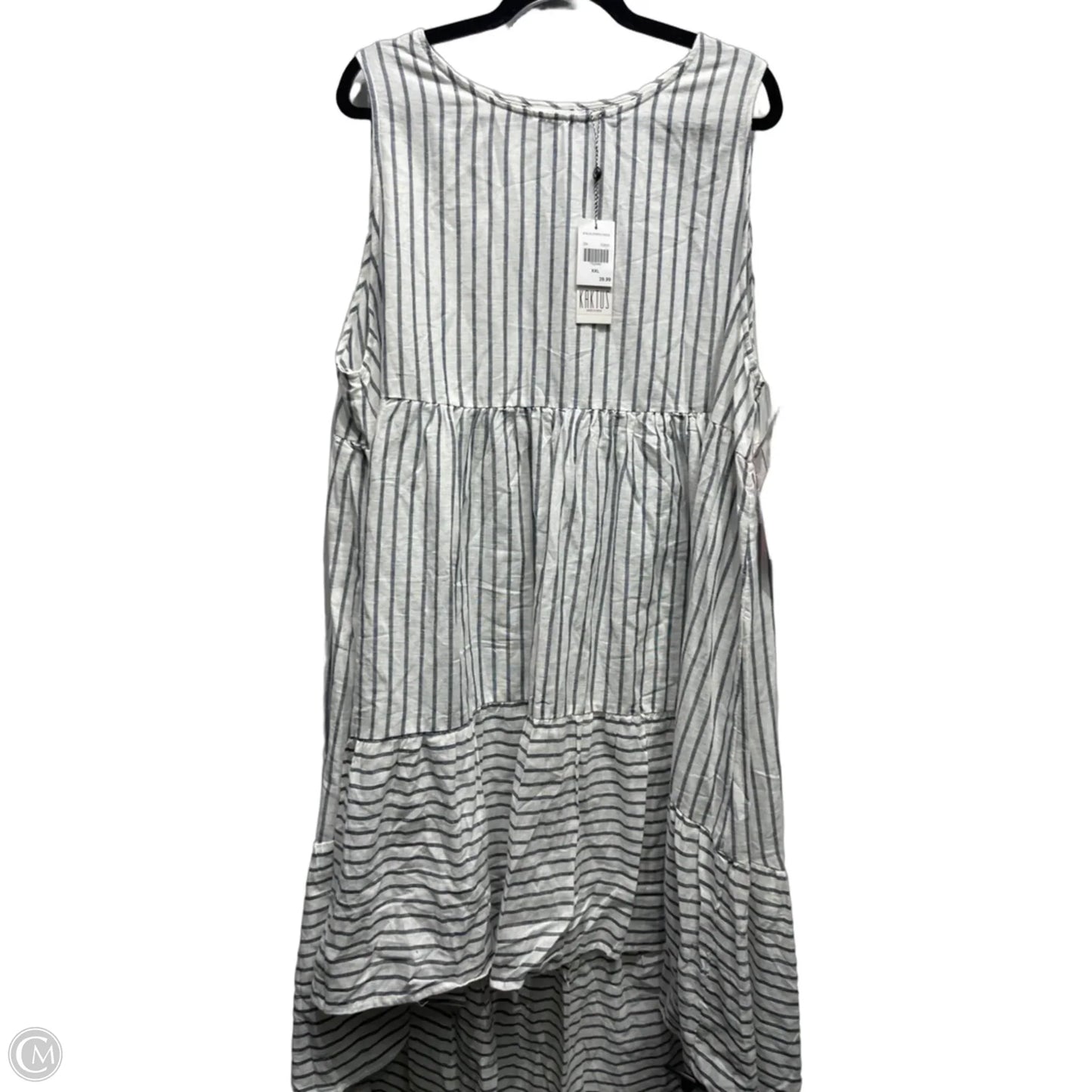 Dress Casual Midi By Kaktus In Blue & White, Size: Xxl
