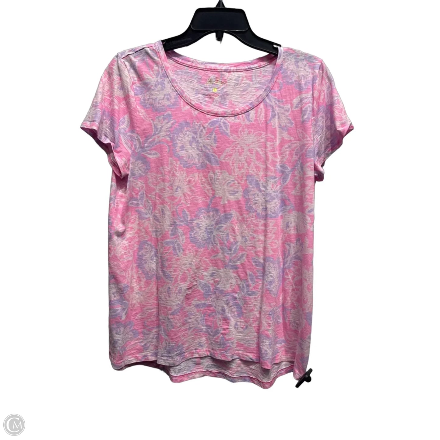 Top Short Sleeve Designer By Lilly Pulitzer In Pink & Purple, Size: L