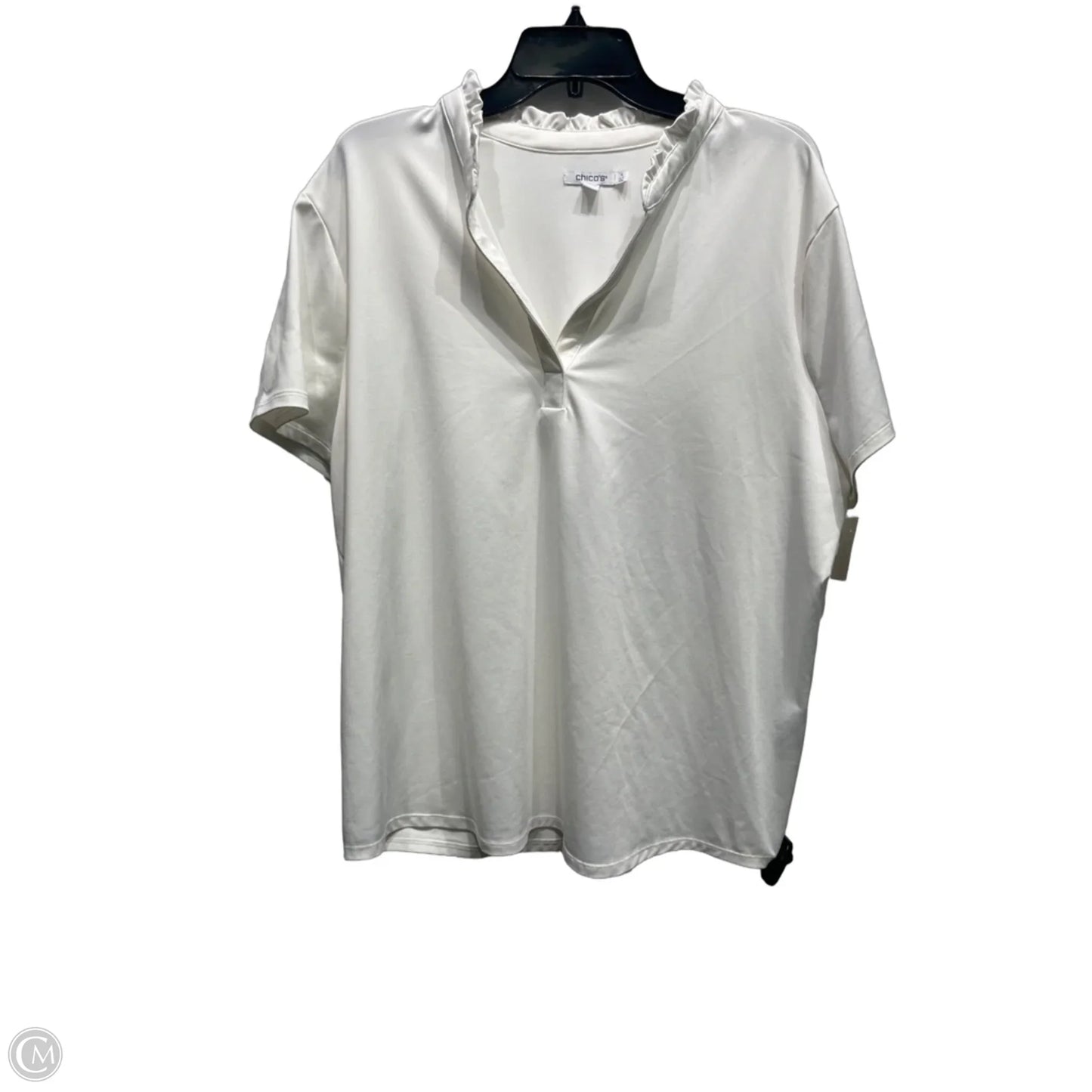 Top Short Sleeve By Chicos In White, Size: Xxl