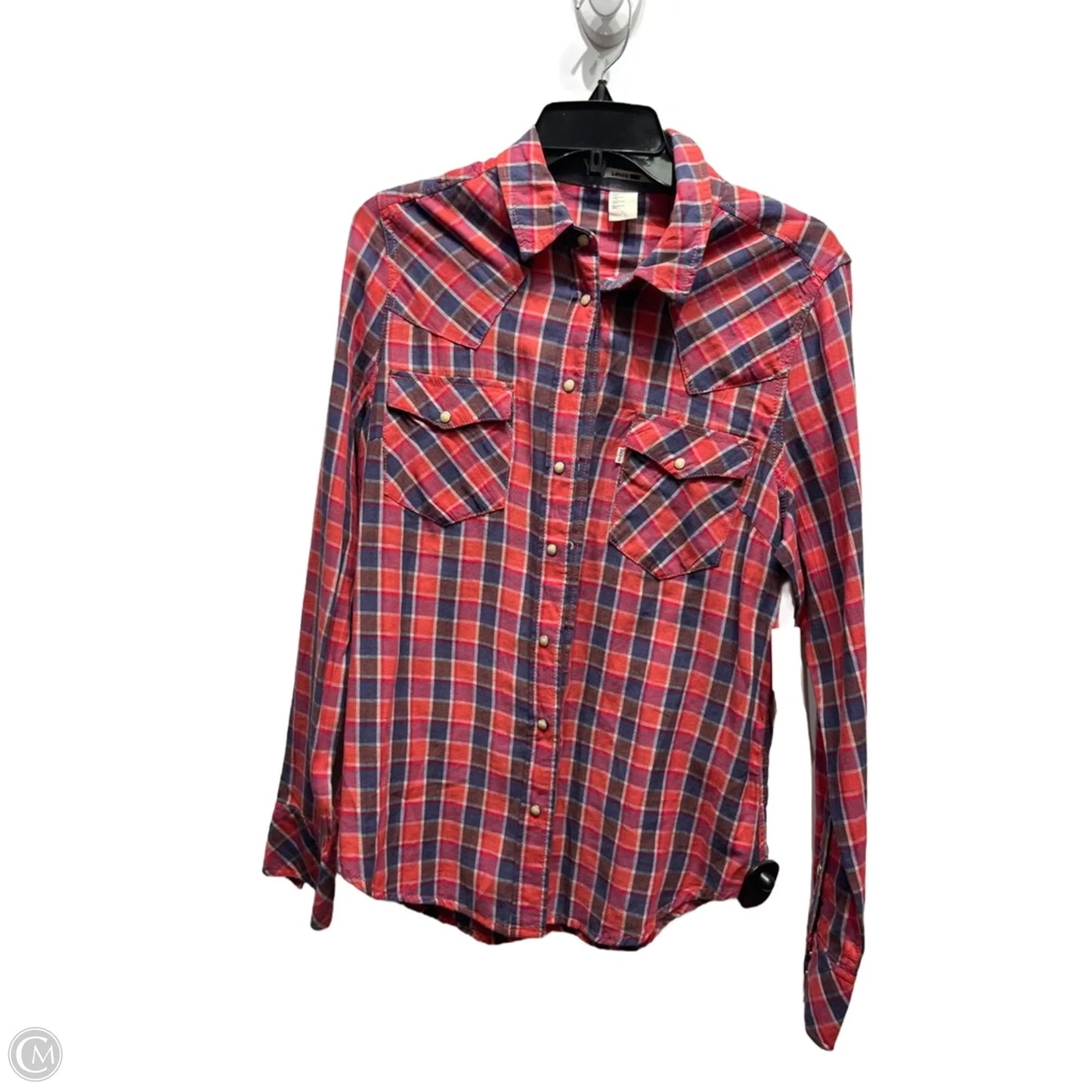 Top Long Sleeve By Levis In Blue & Red, Size: L
