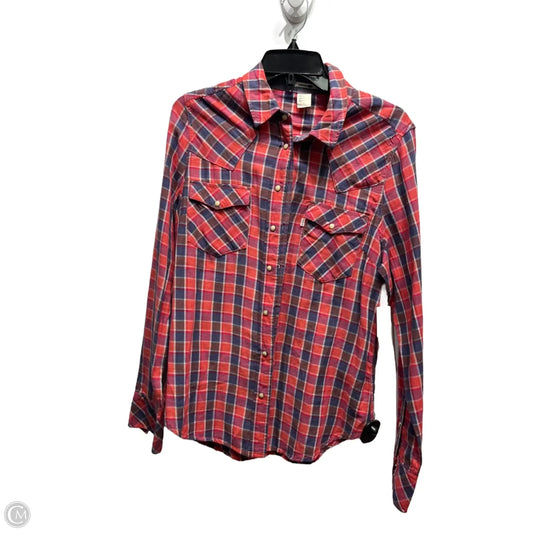 Top Long Sleeve By Levis In Blue & Red, Size: L