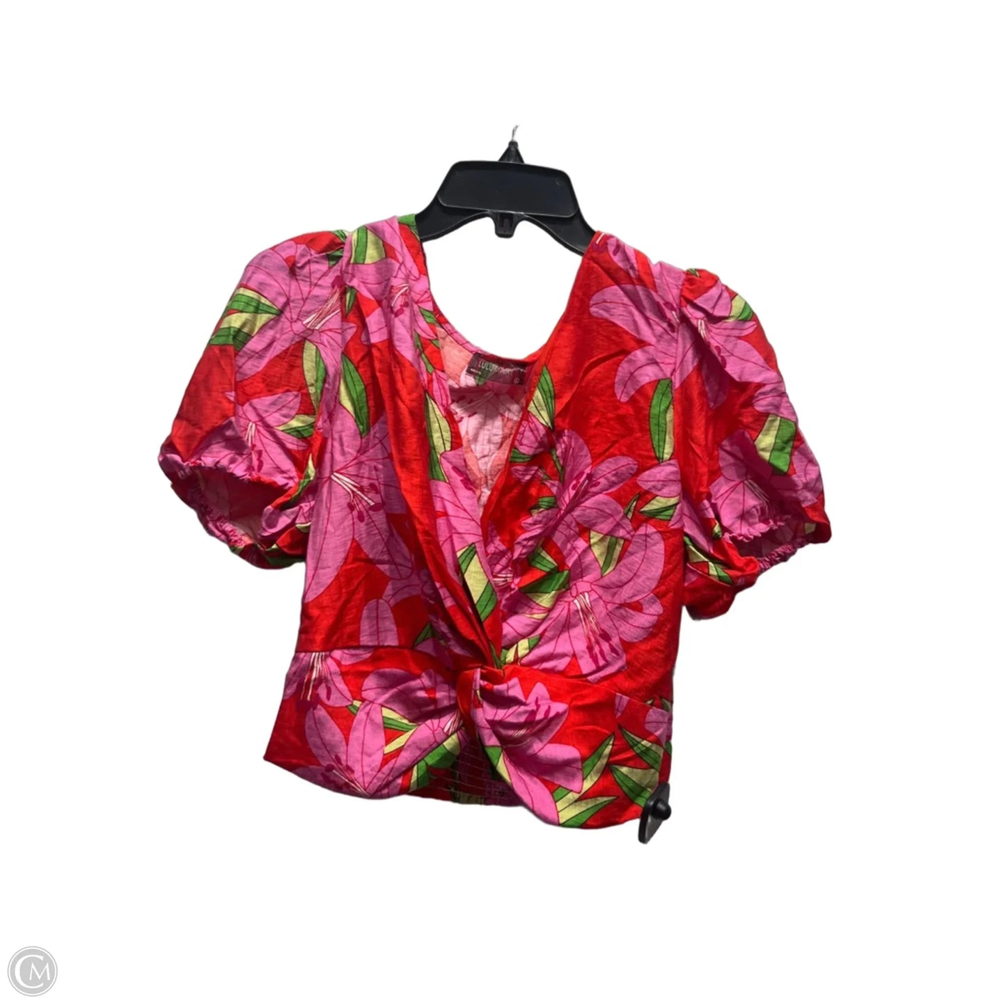Top Short Sleeve By Lulumari In Pink & Red, Size: L