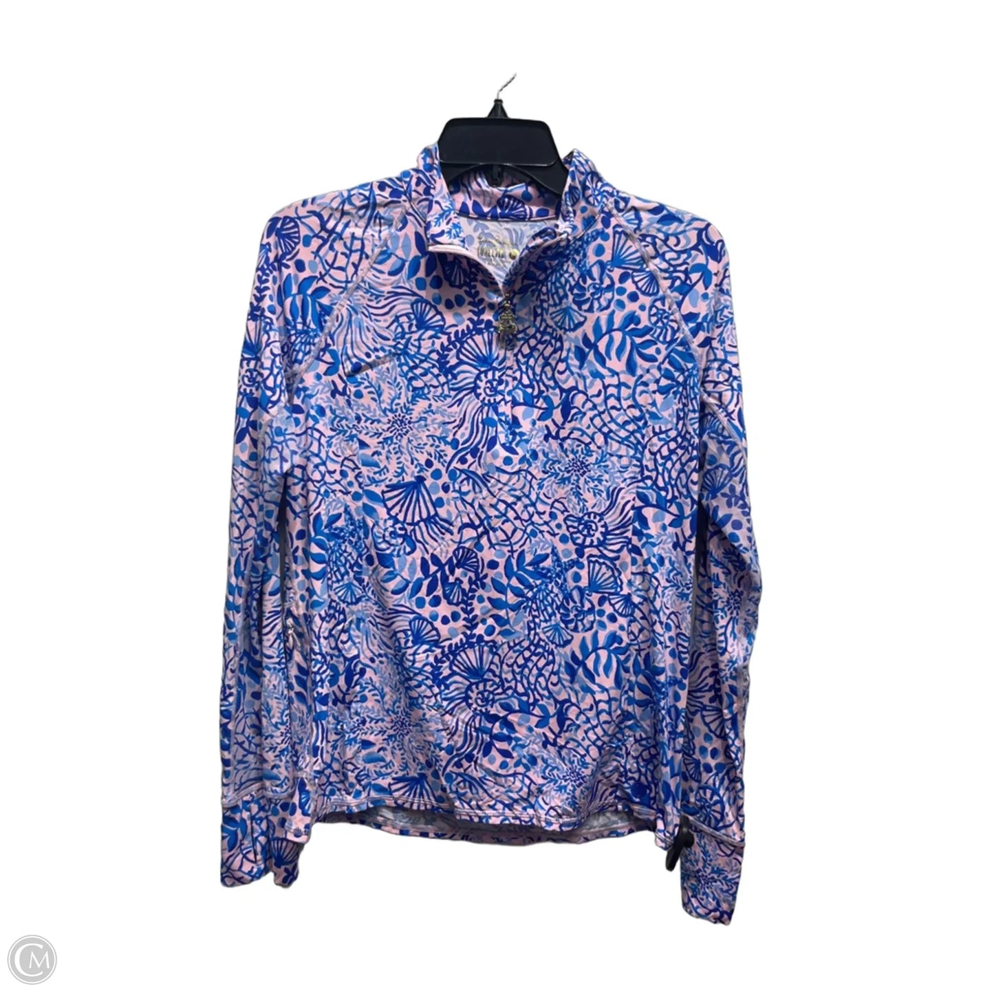 Top Long Sleeve Designer By Lilly Pulitzer In Blue & Pink, Size: M