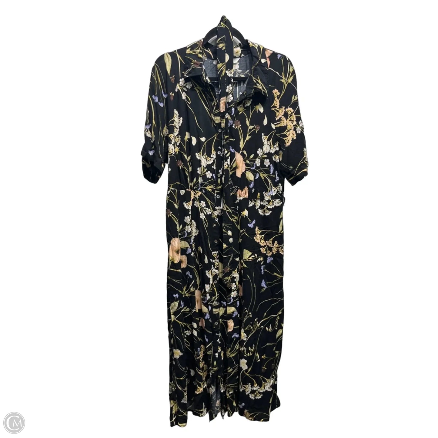 Dress Casual Midi By H&m In Black & Yellow, Size: Xl