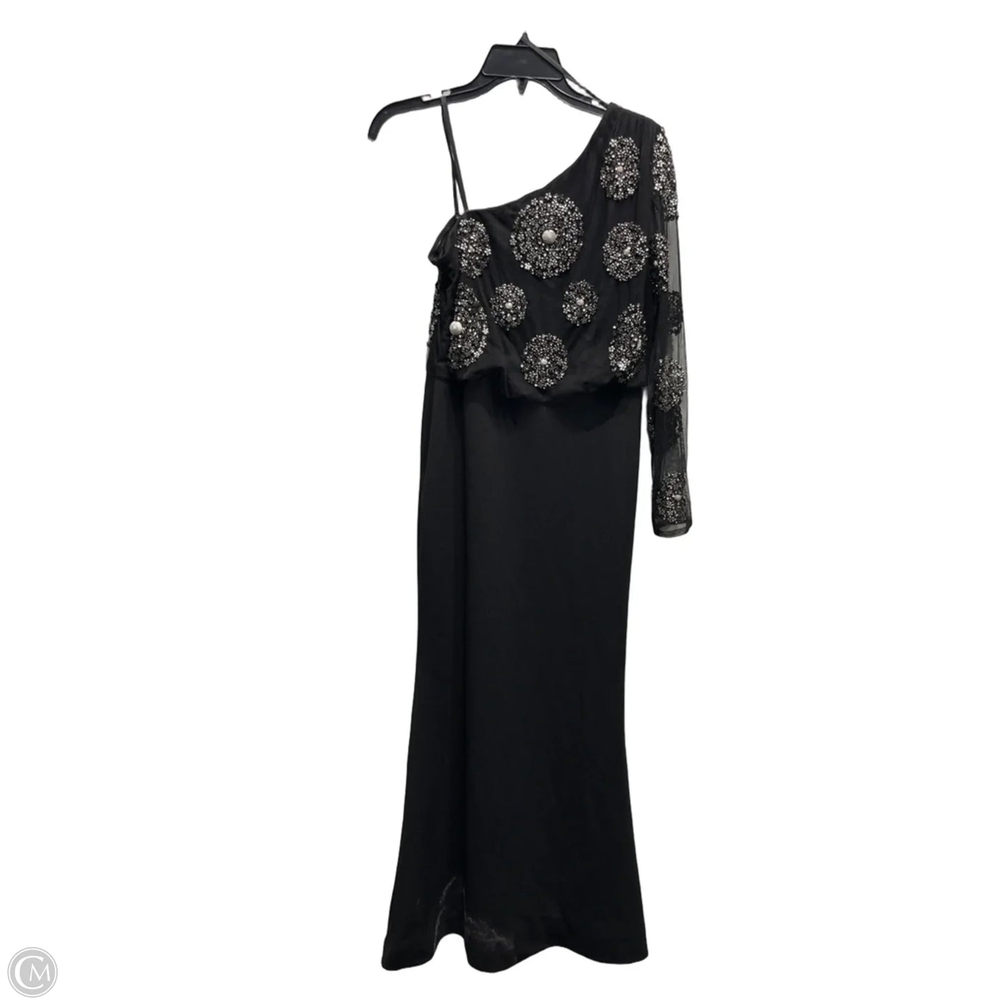 Dress Party Long By Adrianna Papell In Black & Silver, Size: 2