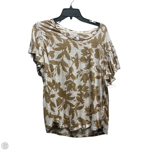 Top Short Sleeve By Chicos In Tan & White, Size: Xl