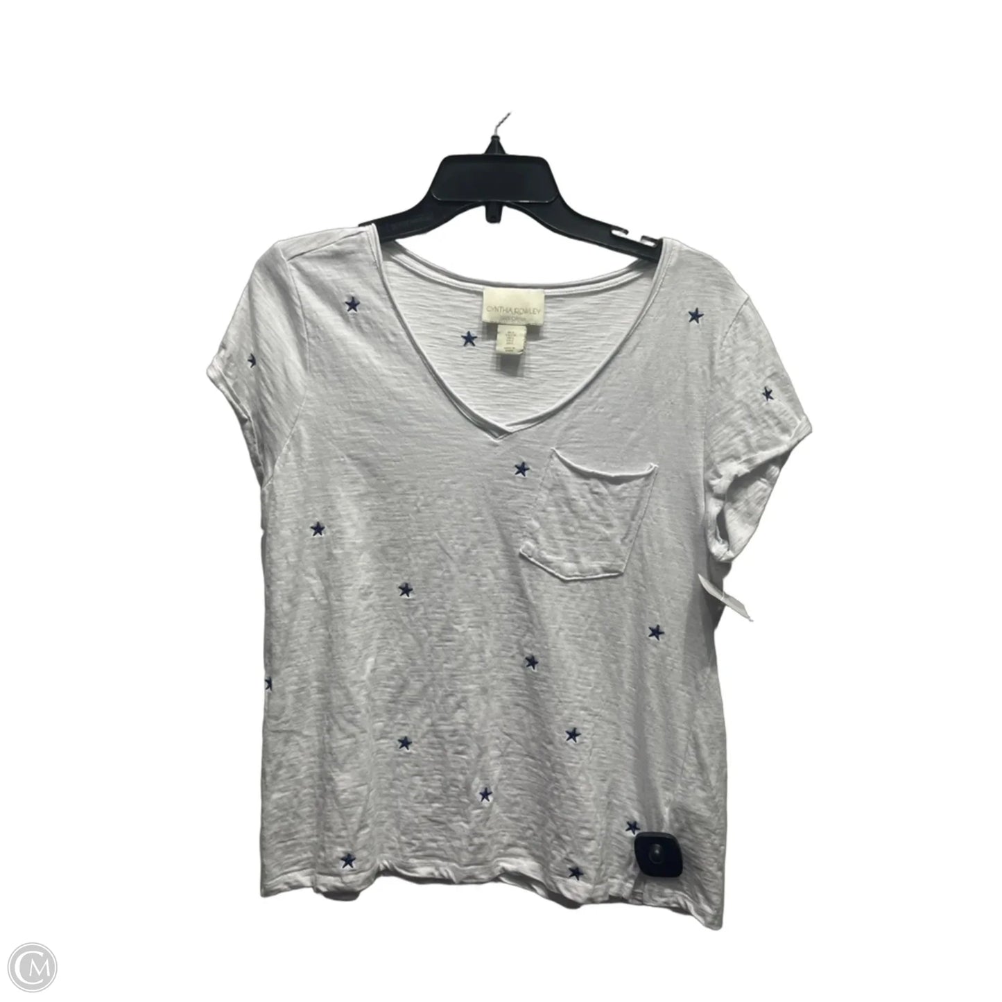 Top Short Sleeve By Cynthia Rowley In Blue & White, Size: L