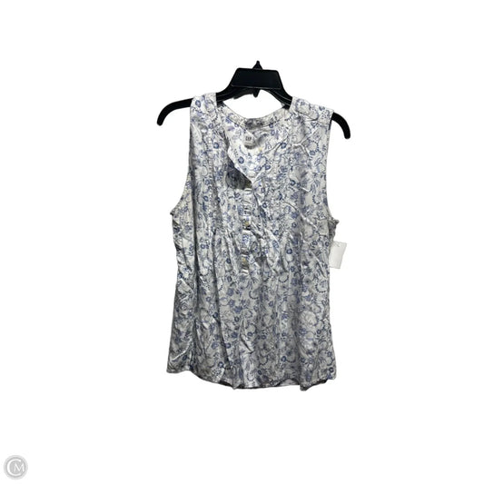 Top Sleeveless By Gap In Blue & White, Size: Xl