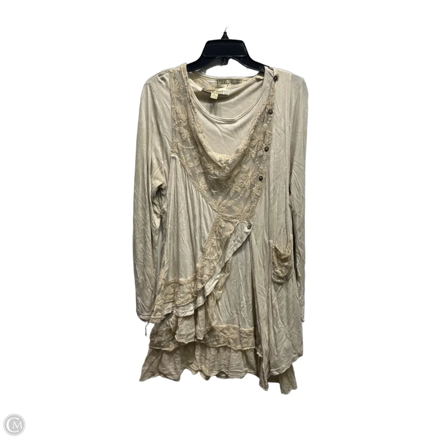 Top 2pc Long Sleeve By Ashley Taylor In Tan, Size: Xl